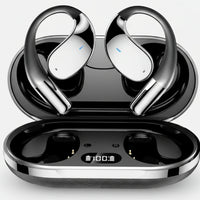 Wireless earbuds with charging case on a white background