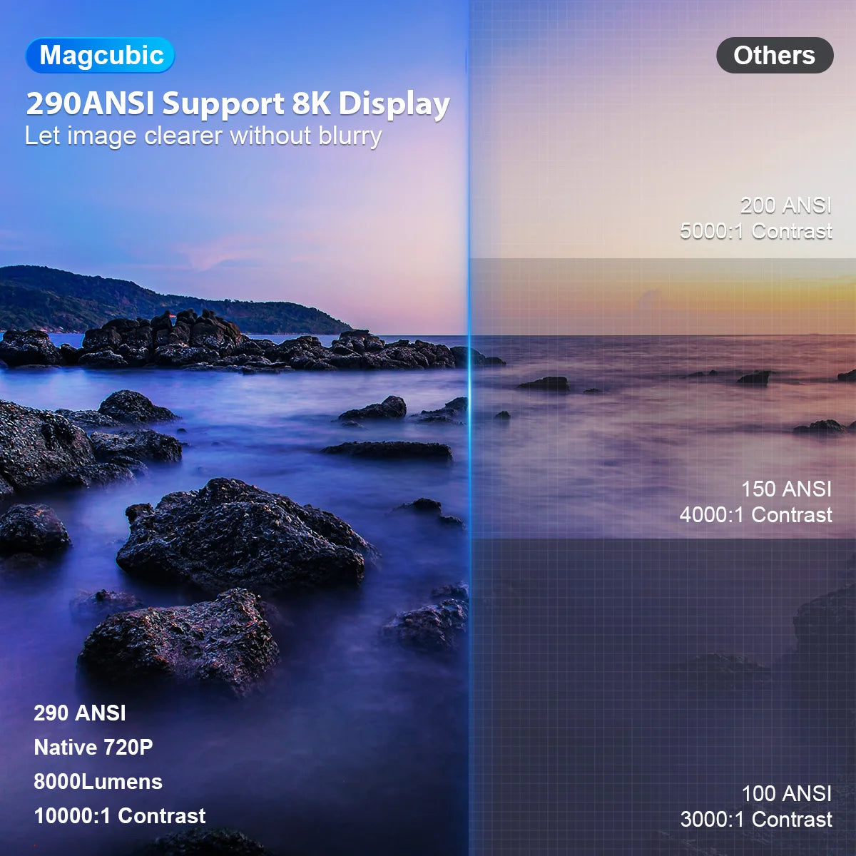 Comparison of Magcubic display with 'Others' on a scenic background