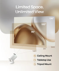 Product display with text 'Limited Space, Unlimited View' and measurements for different mounting options.