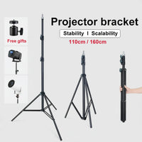 Projector bracket with stability and scalability features, shown in two heights on a white background.