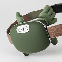 Green pet collar with control buttons on a white background, featuring the brand 'ForeverLily'.
