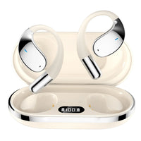 Wireless earbuds with charging case on a white background