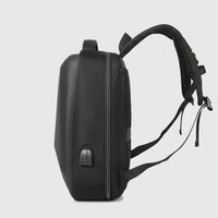 Black backpack on a white background