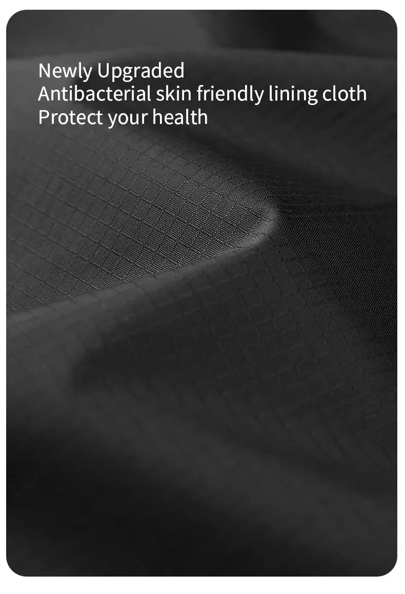 Text on antibacterial skin-friendly lining cloth with a close-up of the fabric texture.