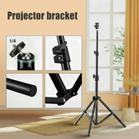 Projector bracket with adjustable height on a stand in a room setting.