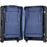 Open blue suitcase on a white background