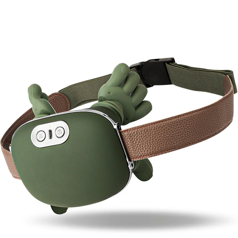 Green pet collar with a control device on a white background