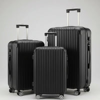 Aeria Prestige The Vantage 3-piece black hardside luggage set, sizes 20, 24, and 28 inch.