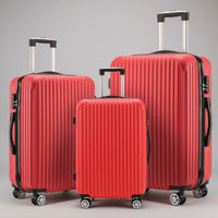 Aeria Prestige The Vantage 3-piece red hardside luggage set, sizes 20, 24, and 28 inch.