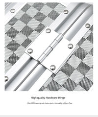 Close-up profile of the aerospace-grade aluminum-magnesium alloy shell with a scratch-resistant textured checkered pattern.